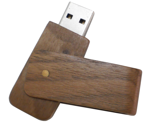 Swivel wooden thumb drive