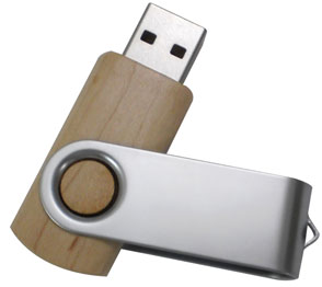 Swivel wooden pen drive